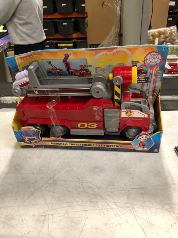 Photo 2 of PAW Patrol, Marshall’s Transforming Movie City Fire Truck with Extending Ladder, Lights, Sounds and Action Figure, Kids Toys for Ages 3 and up
