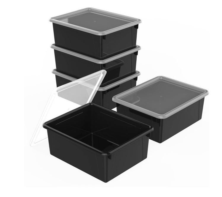 Photo 1 of 5pk Deep Storage Tray with Lid Black - Storex

