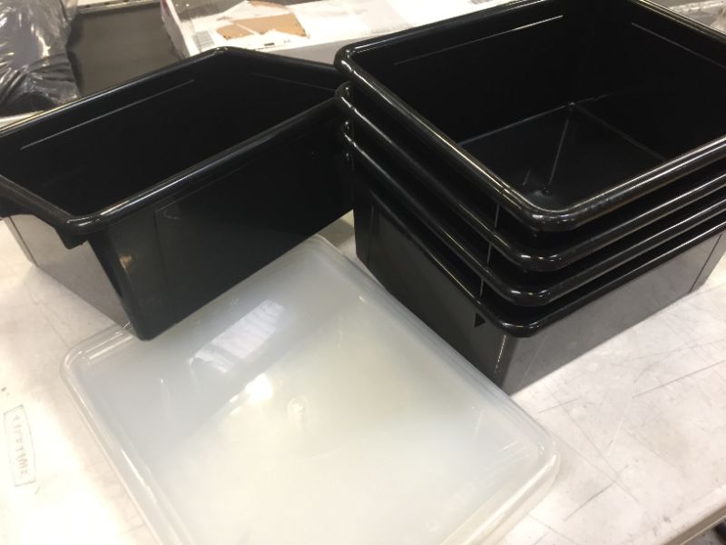 Photo 2 of 5pk Deep Storage Tray with Lid Black - Storex

