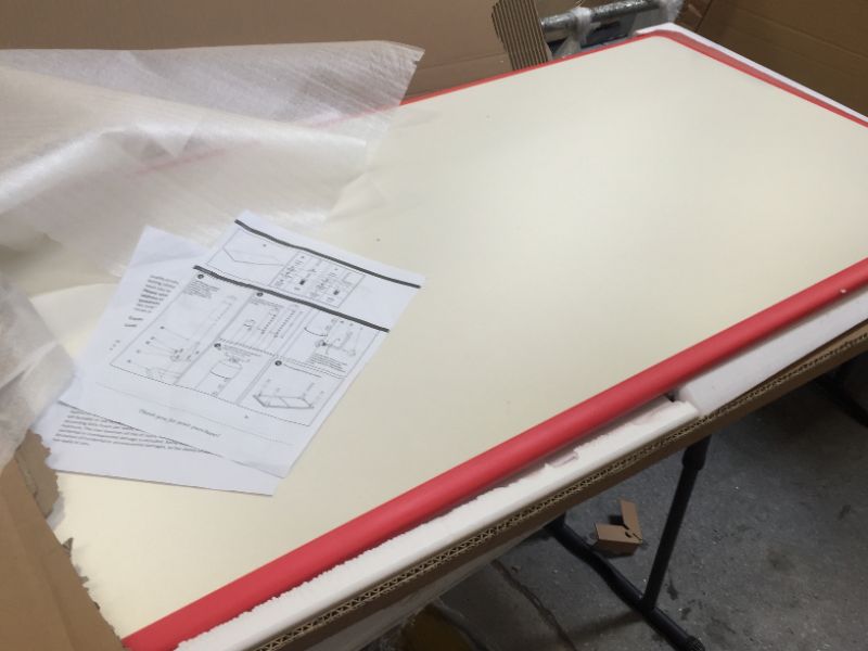 Photo 2 of 23.625''W x 47.25''L Rectangular Red Plastic Height Adjustable Activity Table with Grey Top TOP ONLY, NO LEGS INCLUDED

