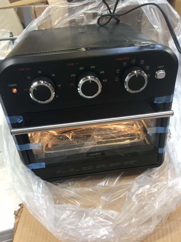 Photo 2 of Comfee' Retro Air Fryer Toaster Oven, 7-in-1, 1250W, 13.6L Capacity, 4 Slice, Air Fry, Bake, Broil, Toast, Warm, Convection Broil, Convection Bake, Black, Perfect for Countertop (CO-A101A(BK))
