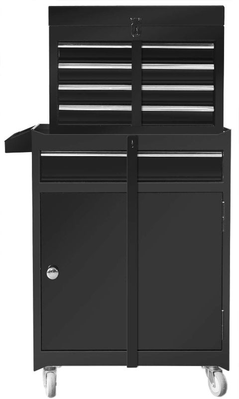 Photo 1 of BIG RED ATBT1204R-BLACK Torin Rolling Garage Workshop Tool Organizer: Detachable 4 Drawer Tool Chest with Large Storage Cabinet and Adjustable Shelf, Black
