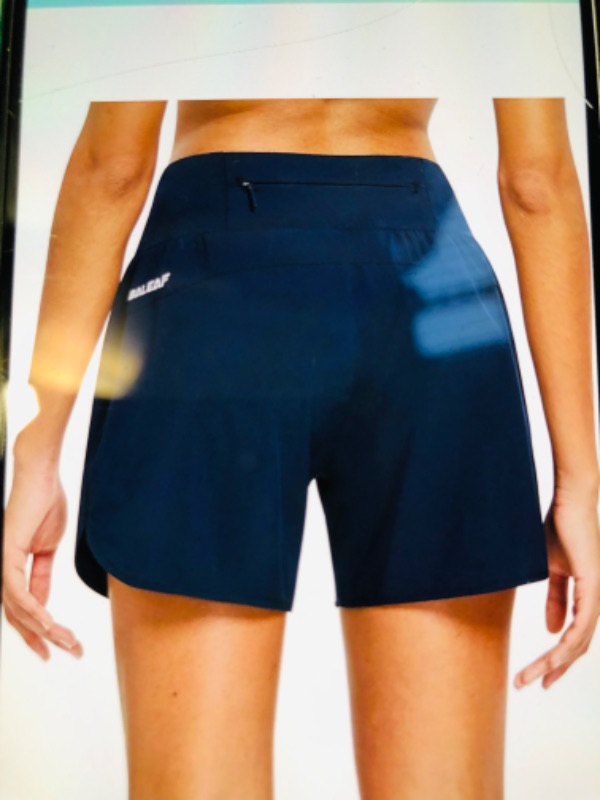 Photo 1 of BALEAF WOMENS 5 INCHES KNIT WAISTBAND RUNNING SHORTS WITH LINER QUICK DRYSHORTS NAVY 
SIZE LARGE