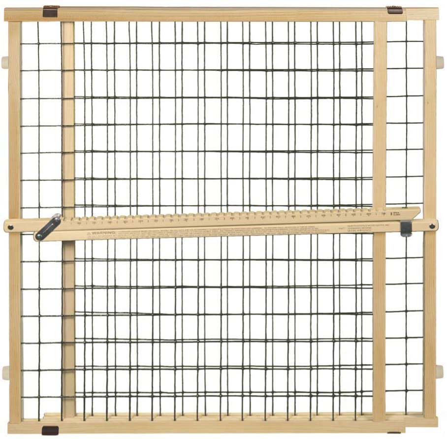 Photo 1 of North States MyPet 50" Extra Wide Wire Mesh Petgate: Hassle free install with no tools. Pressure Mount. Fits 29.5"-50" wide (32" tall Sustainable Hardwood)
