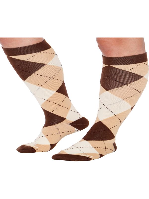 Photo 1 of LISH Argyle Wide Calf Compression Socks - Graduated 15-25 MmHg Knee High Plus Size Support Stockings MEDIUM-LARGE 10 PK
