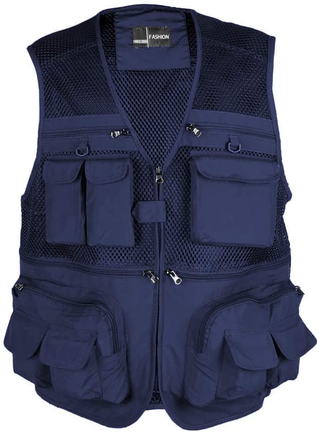 Photo 1 of HYOUT Fly Fishing Photography Vest with Pockets Men's Mesh Quick-Dry Waistcoat Outdoor Jackets for Travelers NAVY SIZE XXL
