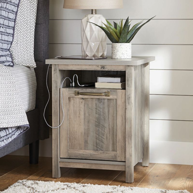 Photo 1 of Better Homes & Gardens Modern Farmhouse USB Nightstand, Rustic Gray
