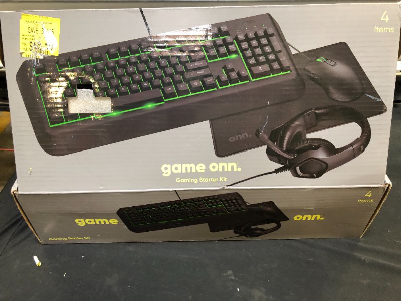 Photo 2 of onn. 4-PC Gaming Starter Kit with LED Keyboard, Programmable Mouse, Over-ear Headset w/mic and Mouse Pad
