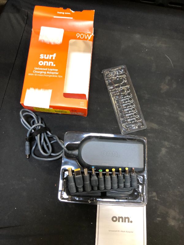 Photo 1 of onn. 90W Universal Laptop Charger with 10 Interchangeable Tips, Total 10 Feet Power Cords, Fits Most Laptops Like HP, Dell, Lenovo, onn.
