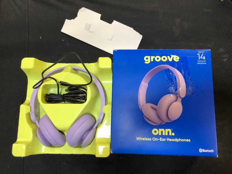 Photo 2 of onn. Bluetooth On-Ear Headphones, Purple
