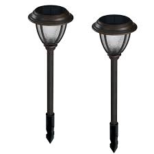 Photo 1 of  2-Pack Portfolio Solar Path Light 20x Brighter (24-Lumen) Bronze Solar LED Path Light Kit