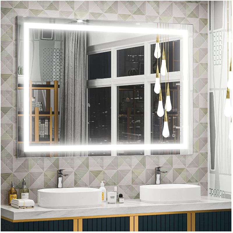 Photo 1 of TETOTE 48 x 36 LED Bathroom Mirror Bathroom Mirror with Lights Dimmable Anti-Fog Wall Mounted Lighted Vanity Mirror Double Sink Modern
