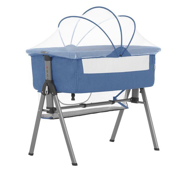 Photo 1 of Dream On Me Lotus Bassinet and Bedside Sleeper in Blue
