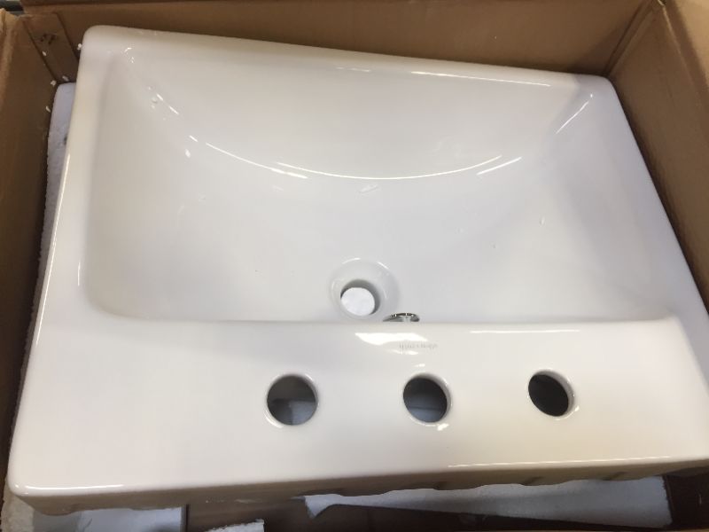 Photo 2 of American Imaginations White/Enamel Glaze Ceramic Vessel Square Bathroom Sink (18-in x 18-in)
