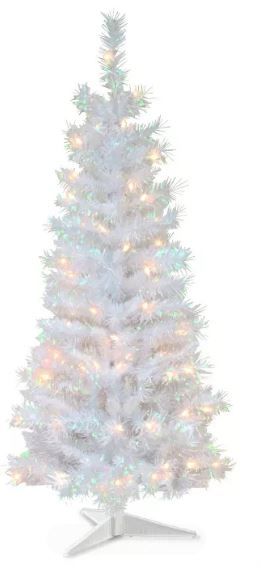 Photo 1 of 4ft National Tree Company White Tinsel Artificial Pencil Tree 70ct Clear
