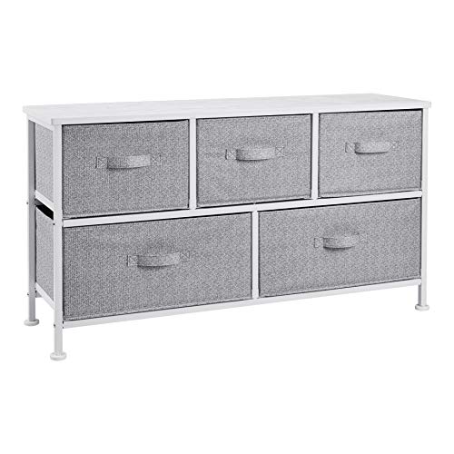 Photo 1 of Amazon Basics Extra Wide Fabric 5-Drawer Storage Organizer Unit for Closet, White
