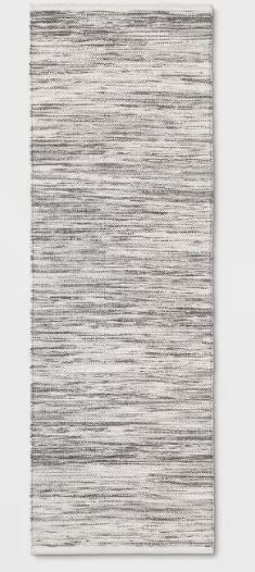 Photo 1 of 2'4"x7' Striped Metallic Woven Accent Rug Gray - Project 62™
