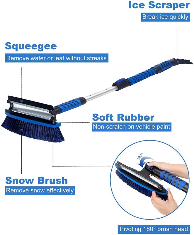 Photo 1 of anngrowy 41" Ice Scraper Snow Brush for Car Snow Scraper and Brush Snow Broom Windshield Scraper Car Snow Removal Equipment Snow Cleaner for Car Squeegee Extendable Long Snow Brush Broom for SUV Truck
