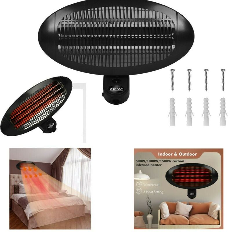 Photo 1 of 1500W Indoor Electric Heater Patio Heater Outdoor Infrared Heater Tip Over
