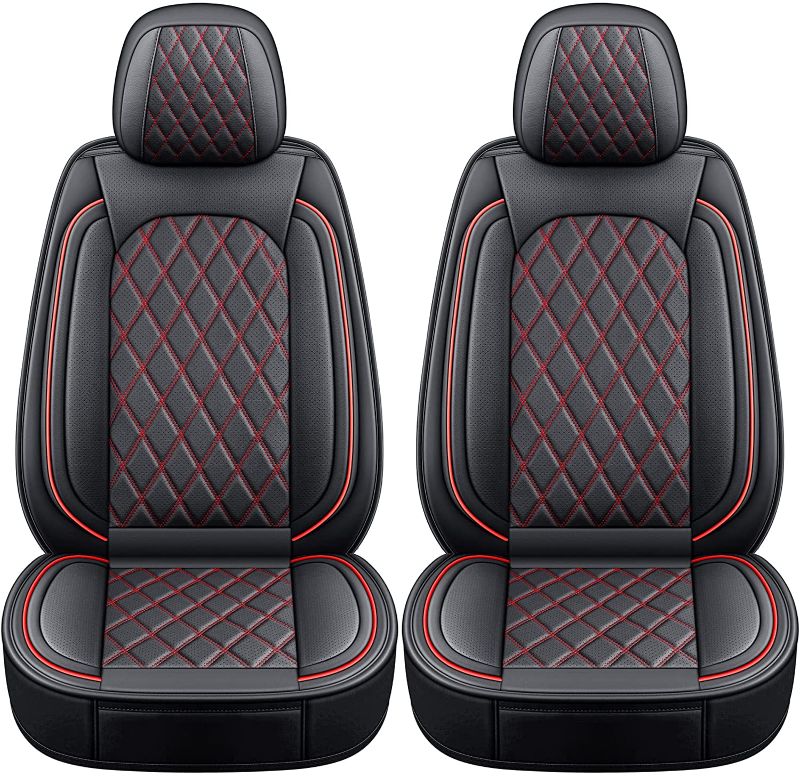 Photo 2 of 2pcs Front Seat Covers, MIROZO Vehicle Cushion Cover Breathable Universal Fit for Most Sedan, Truck and SUV for Sentra Altima Maxima Xterra Sportage NIRO Optima Forte Soul Rio (Black and Red )
