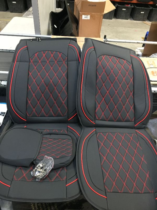 Photo 1 of 2pcs Front Seat Covers, MIROZO Vehicle Cushion Cover Breathable Universal Fit for Most Sedan, Truck and SUV for Sentra Altima Maxima Xterra Sportage NIRO Optima Forte Soul Rio (Black and Red )
