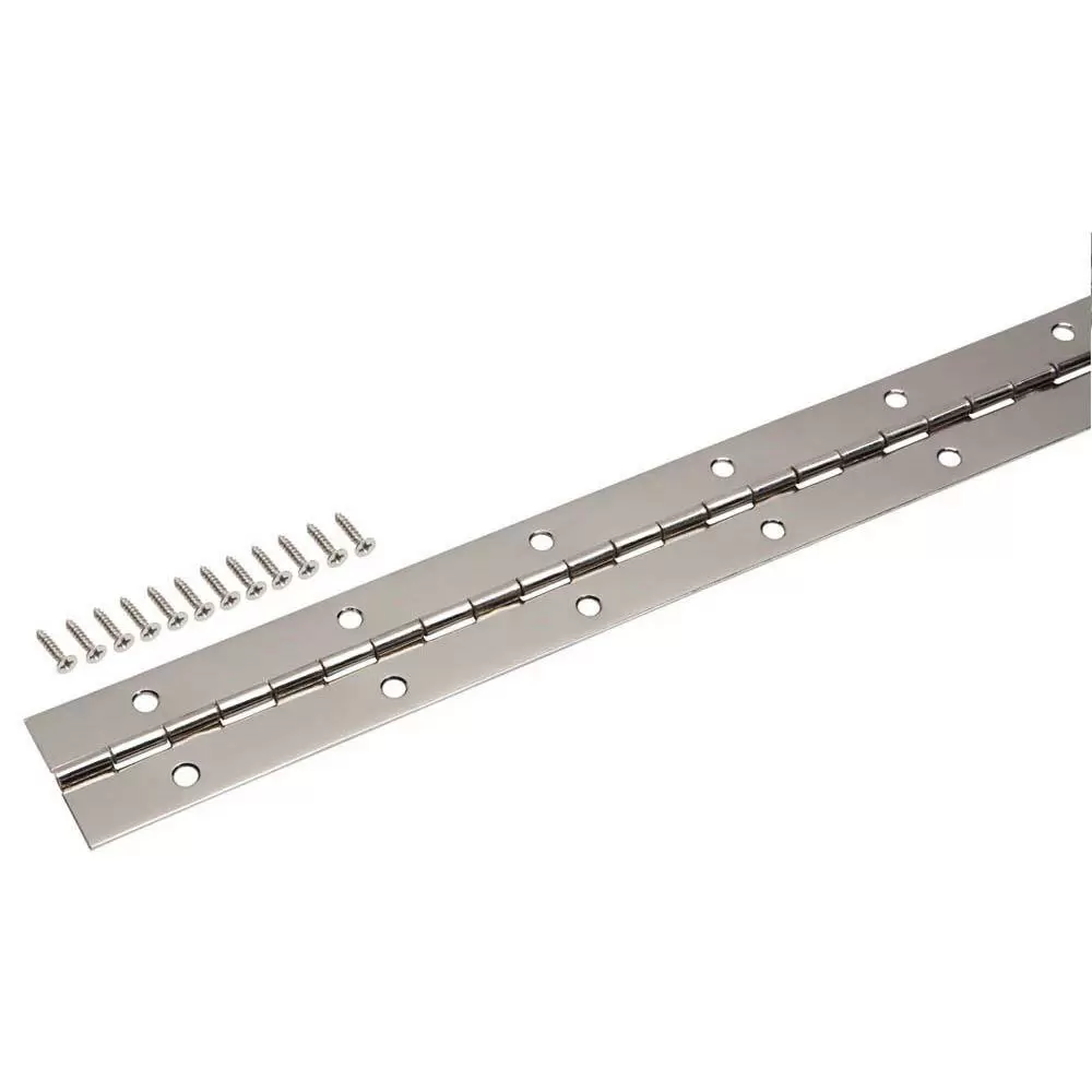 Photo 1 of 2 pack Everbilt 1-1/2 in. x 30 in. Bright Nickel Continuous Hinge
