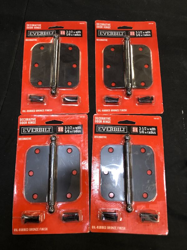 Photo 1 of 4 pack Everbilt 3-1/2 In. Oil-rubbed Bronze 5/8 In. Radius Door Hinge With Finial
