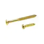 Photo 1 of 12 packs of Everbilt #9 x 1 in. and #9 x 2-1/4 in. Phillips Flat-Head Satin Brass Wood Screws (21-Pack)