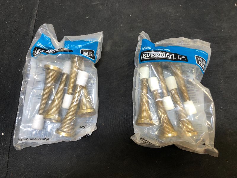 Photo 1 of 2 pack of Everbilt Bright Brass Spring Door Stops Value Pack (5-Pack)
