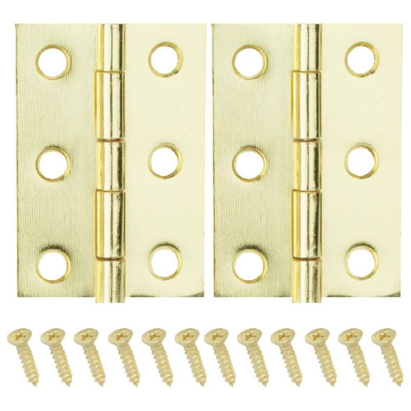 Photo 1 of 4 packs of Cabinet Hinges: Hinges 2-1/2 in. x 1-9/16 in. Bright Brass Middle Hinges 19774
