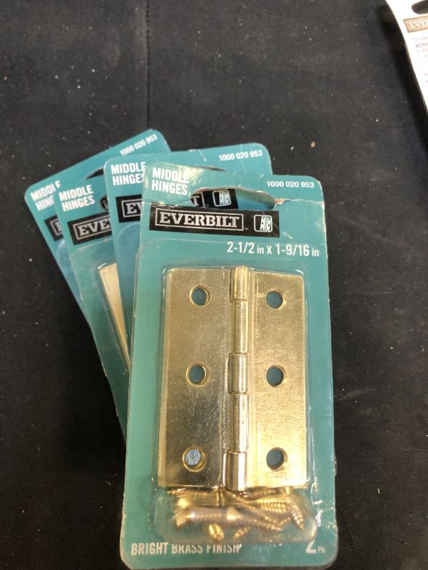 Photo 2 of 4 packs of Cabinet Hinges: Hinges 2-1/2 in. x 1-9/16 in. Bright Brass Middle Hinges 19774
