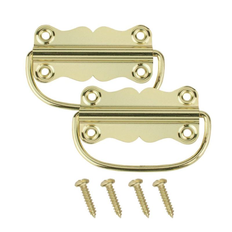 Photo 1 of 7 pack Cabinet Pulls: Drawer Hardware 2 in. x 3-1/4 in. Bright Brass Chest Handles 1985
