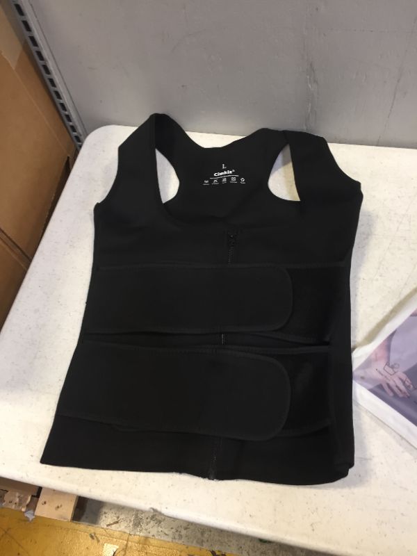Photo 2 of Cimkiz Sweat Vest Waist Trainer for Womens Workout Tank Zipper Vest Adjustable Belt Sauna Suit Compression