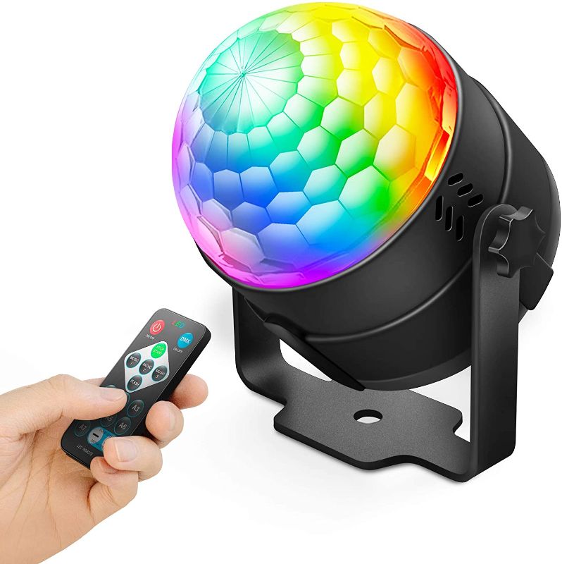 Photo 1 of NEQUARE Mini  Party Light DJ Disco Ball Disco Light 7 Colors Sound Activated Stage Light with Remote Control for Karaoke, Festival Celebration Birthday Xmas Wedding Bar Club Party