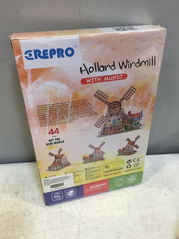 Photo 3 of CREPRO 3D Puzzles with Music Box, Holland Windmill 3D Puzzles for Kids Adults, DIY 3D Puzzles, Jigsaw for Room, Holiday, Christmas Decoration, Birthday Gifts