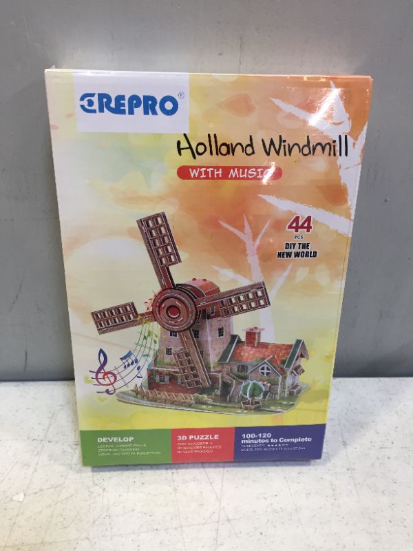 Photo 2 of CREPRO 3D Puzzles with Music Box, Holland Windmill 3D Puzzles for Kids Adults, DIY 3D Puzzles, Jigsaw for Room, Holiday, Christmas Decoration, Birthday Gifts