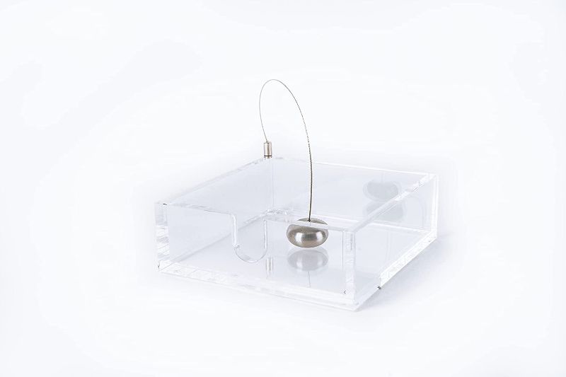 Photo 1 of Clear Acrylic Luncheon Napkin Holder - Sleek Modern Clear Acrylic Tray Lunch Napkins Holder Dispenser With Detachable Weighted Metal Ball For Indoor & Outdoor Use - 7.5 x 7.5 x 2.5 Inches
