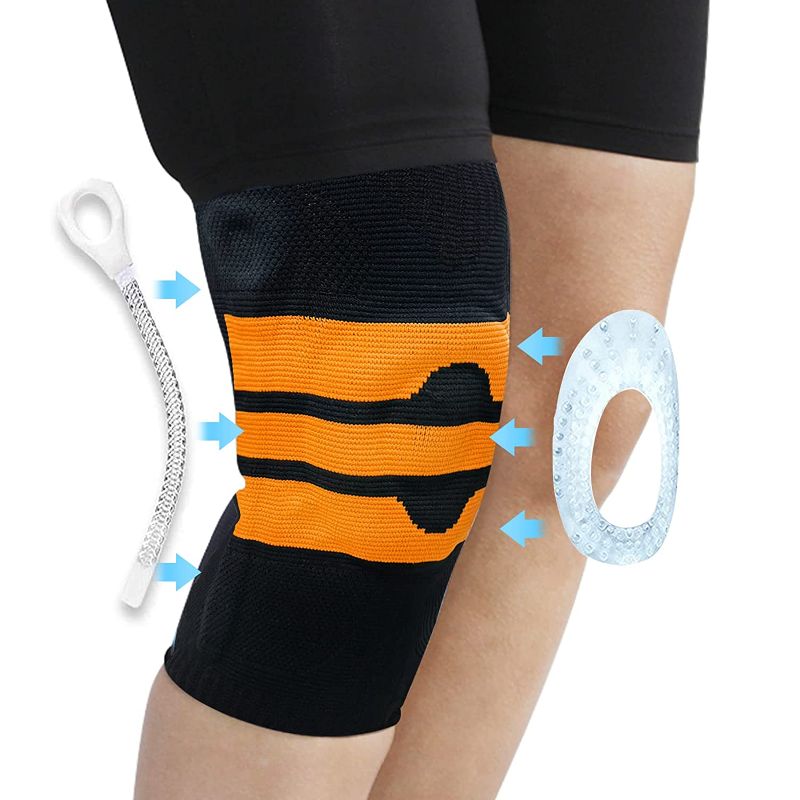 Photo 1 of COOLGUY Knee Brace, Arthritis Pain Relief Knee Support Sleeve for Men & Women Running, Weightlifting, Workout, Sports, Gym, Meniscus Tear, Basketball, Fit for 18.1''- 21.1" (X Large)
