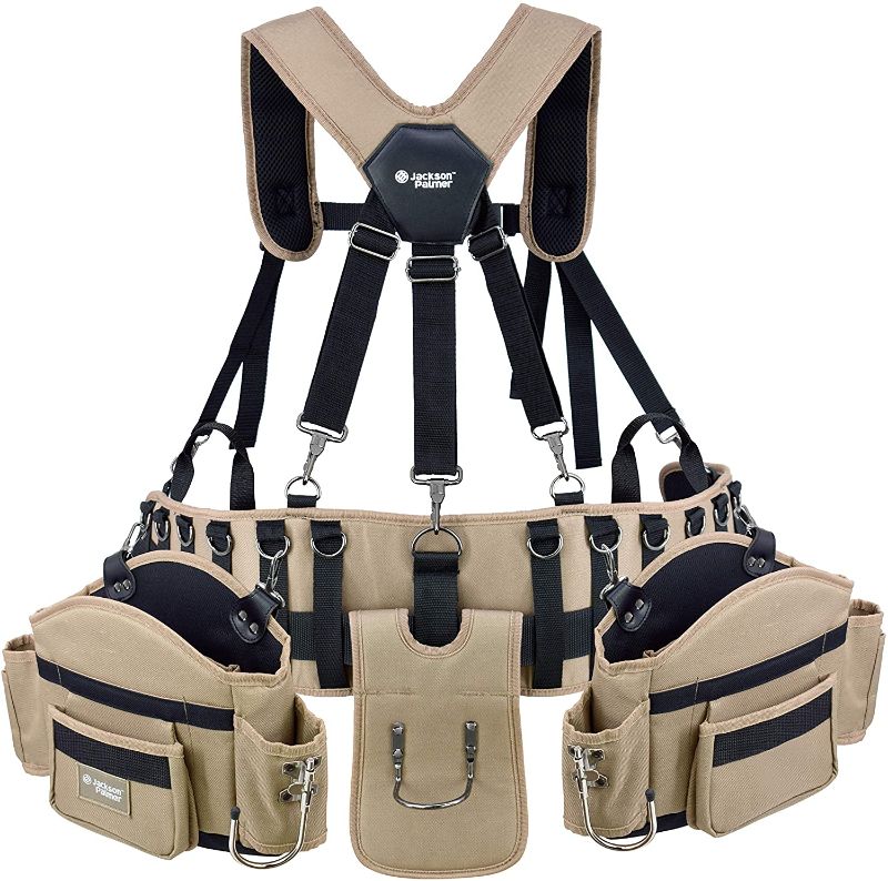 Photo 1 of JACKSON PALMER Professional Comfort-Rig Tool Belt with Adjustable Suspenders (Detachable Pockets & 2 Power Tool Hooks) MISSING SHOULDER HARNESS
