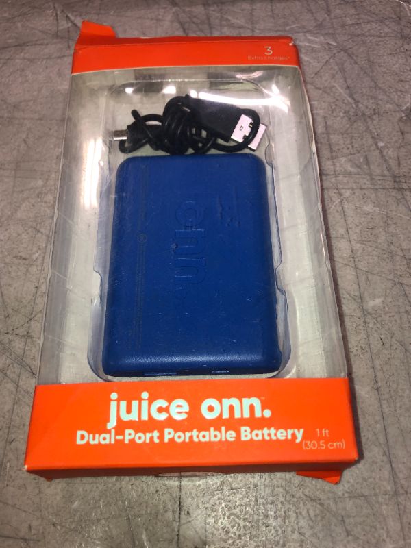 Photo 2 of Onn. Dual-Port Portable Battery, 3x Charge, 10000 MAh - Black
