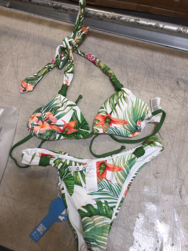 Photo 1 of cupshe womens bathing suit size small floral print white
