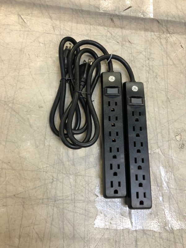 Photo 1 of 6-Outlet Standard Surge Protector (2-Pack), Black/3 ft. cord	
