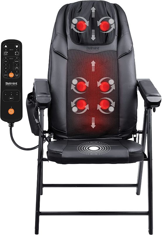 Photo 1 of Belmint Massage Folding Chair with Heat - Features 8 Shiatsu Deep Kneading Rollers, 3 Vibration Settings, USB Port - Adjustable Seat Massager for Back, Neck and Shoulder Muscle Pain Relief
