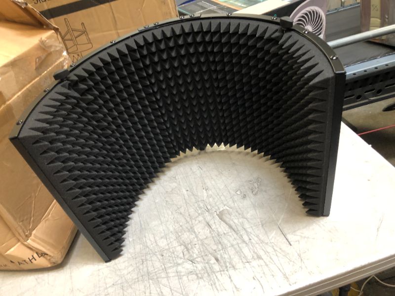 Photo 2 of Monoprice Microphone Isolation Shield - Black - Foldable with 3/8in Mic Threaded Mount, High Density Absorbing Foam Front and Vented Metal Back Plate
