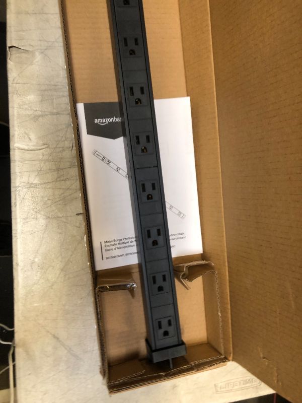 Photo 2 of Amazon Basics Heavy Duty Metal Surge Protector Power Strip with Mounting Brackets - 16-Outlet, 840-Joule (15A On/Off Circuit Breaker),Black
