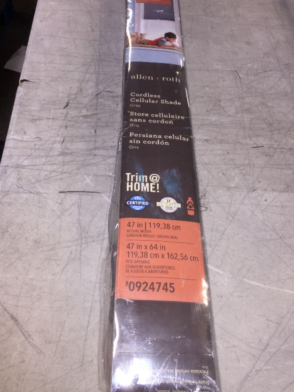 Photo 1 of allen + roth 47-in x 64-in Gray Blackout Cordless Cellular Shade Polyester | 78735
