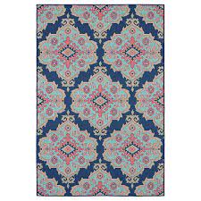 Photo 1 of allen + roth 5 x 7 Navy Indoor or Outdoor Floral/Botanical Moroccan Area Rug
