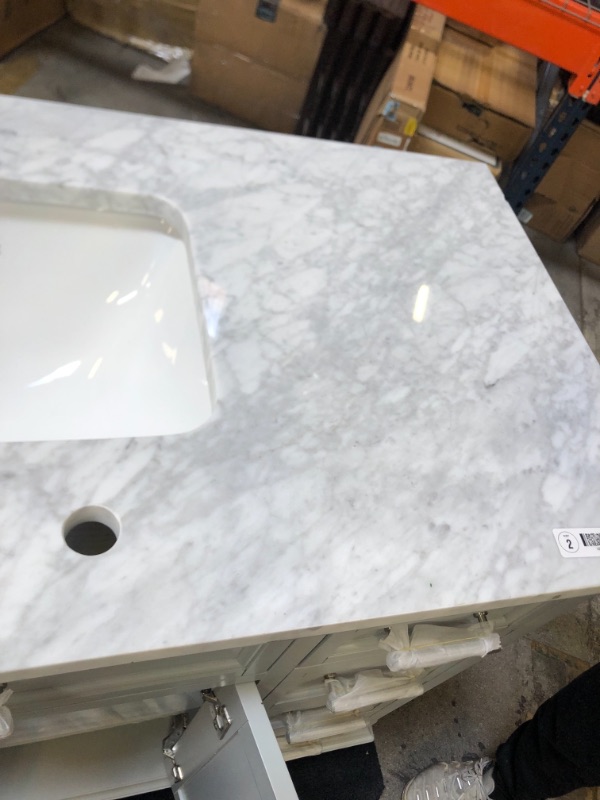 Photo 10 of allen + roth Roveland 48-in Light Gray Undermount Single Sink Bathroom Vanity with Natural Carrara Marble Top