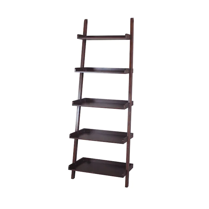 Photo 1 of allen + roth Java Wood 5-Shelf Ladder Bookcase (26.75-in W x 72.62-in H x 16.25-in D)

