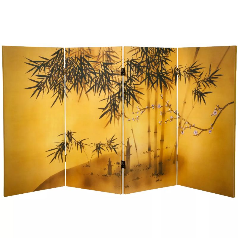 Photo 1 of 3' Tall Double Sided Bamboo Tree Canvas Room Divider - Oriental Furniture
